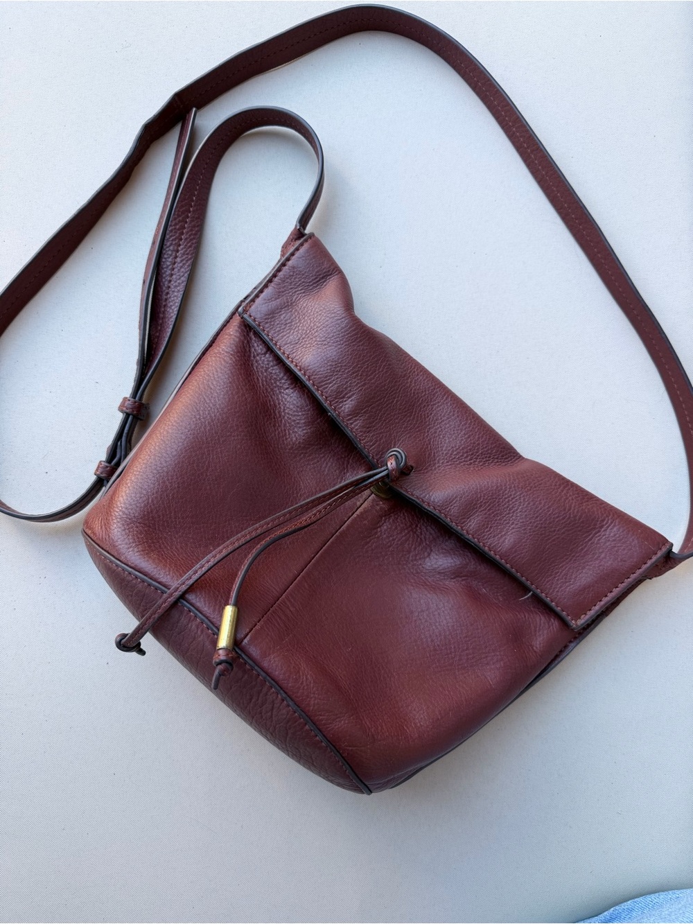 Lucky Brand Burgundy Leather Hobo Crossbody Bag Slouchy